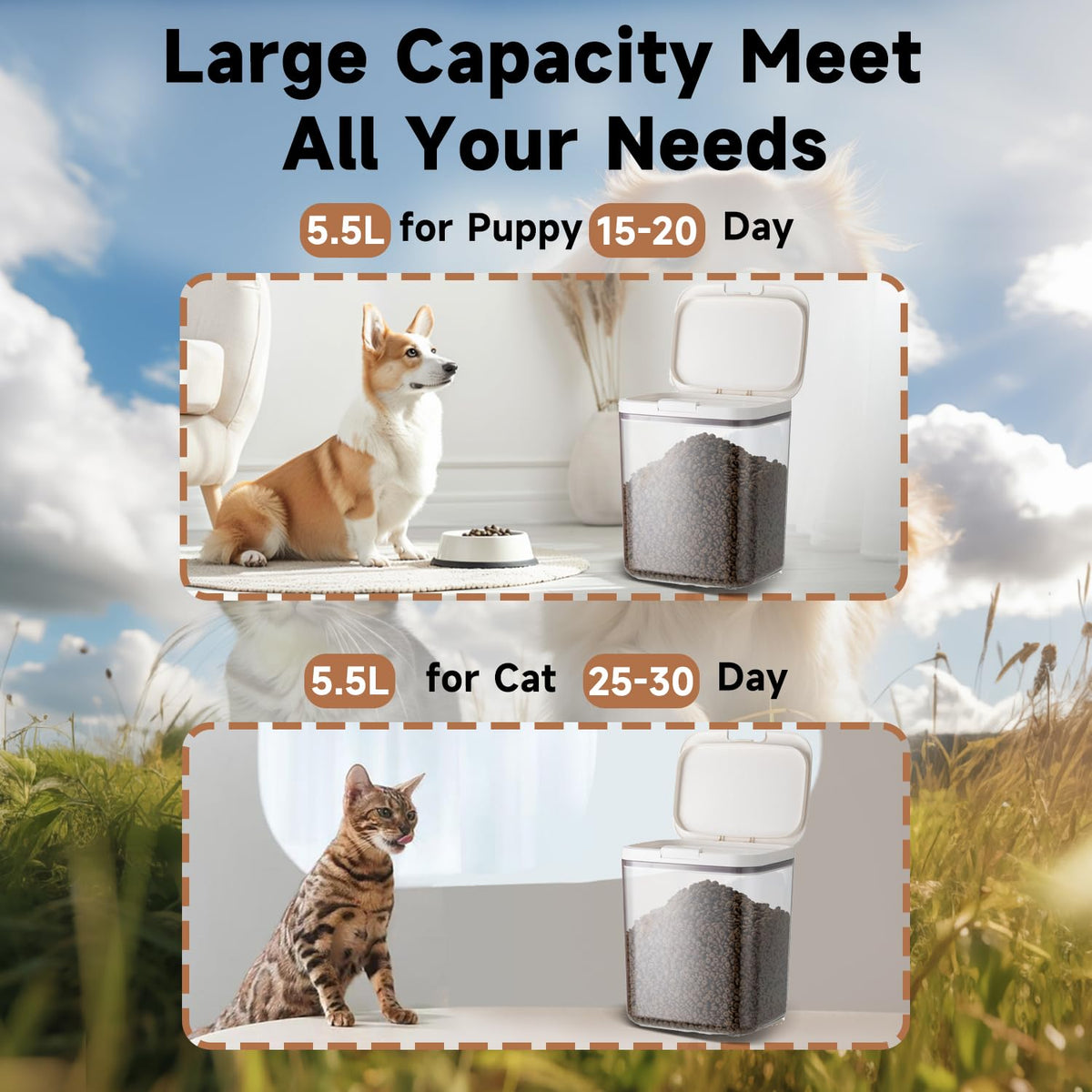 5 lbs Airtight Pet Food Storage Container with Lid B162892