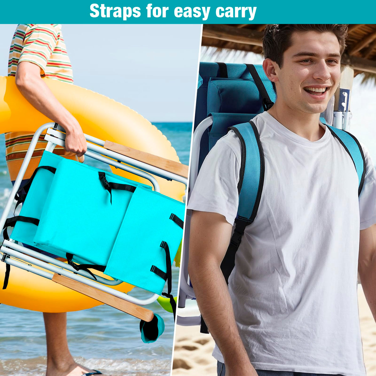 2 Pack Green Portable Folding Beach Chair with Cup Holder N552653