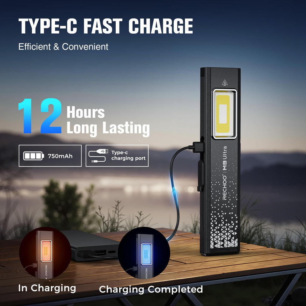 Flat EDC Rechargeable Flashlight with Magnetic Base & Clip C4974