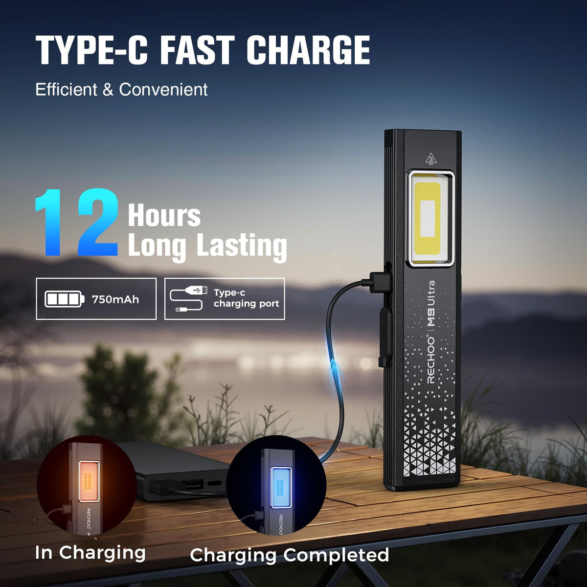 Flat EDC Rechargeable Flashlight with Magnetic Base & Clip C4974