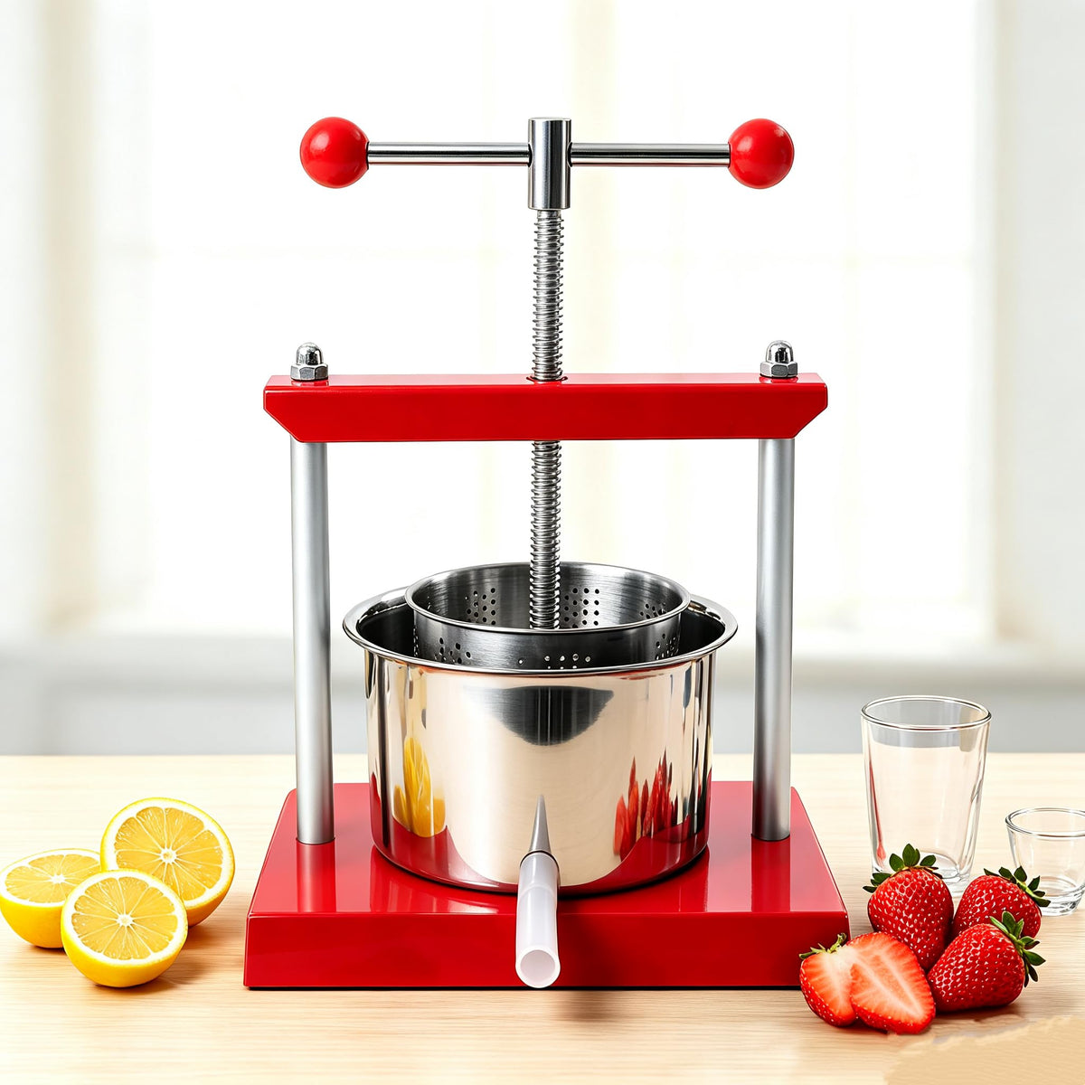 1.6 Gal Stainless Steel Manual Fruit Wine Press S7308