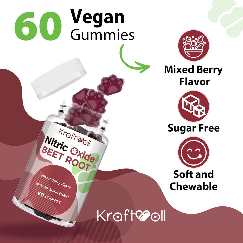 Beet Root Gummies 6000mg Mixed Berry Flavor 60 Gummies S553141
