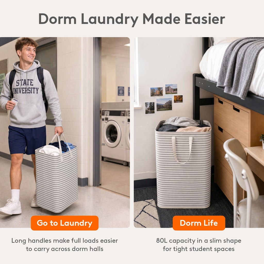 80L 2 Pack Grey Laundry Baskets S3764