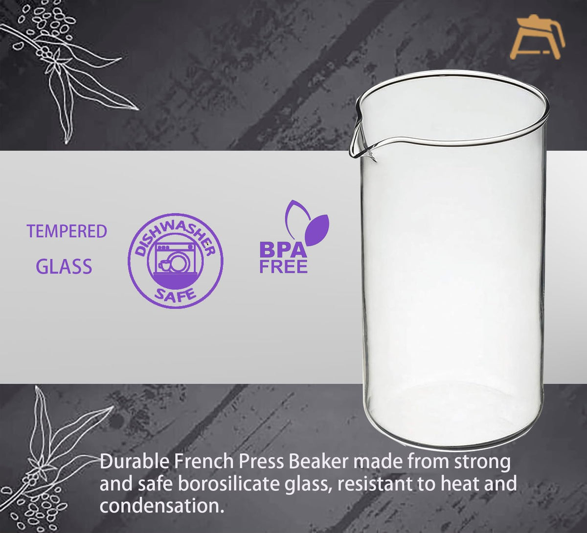 34 oz Borosilicate Glass French Press Replacement Beaker O302966