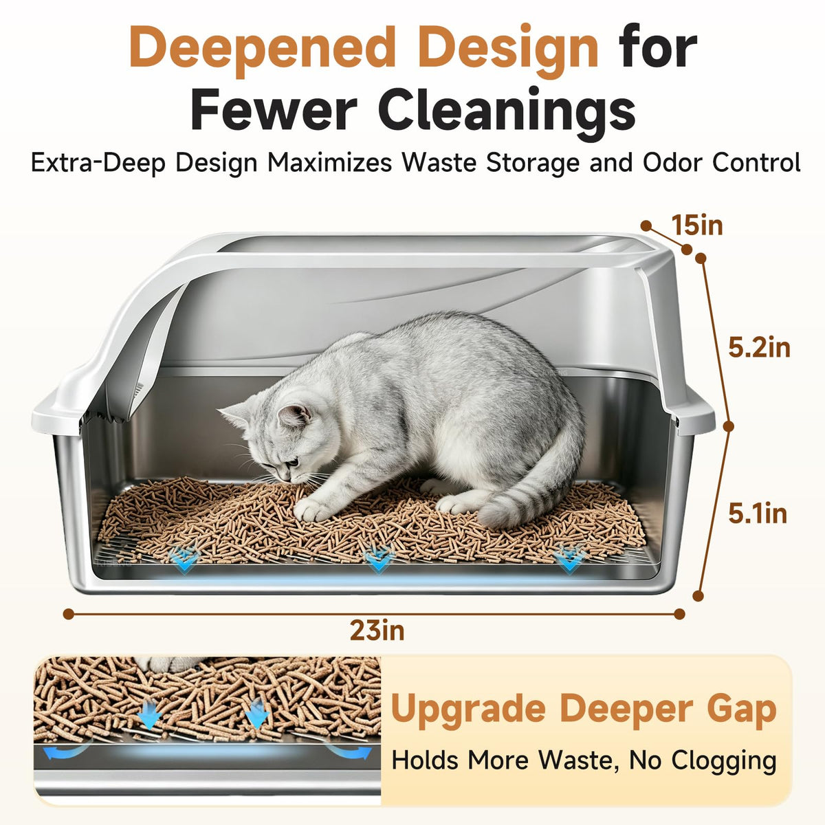 Stainless Steel Sifting Litter Box D95173