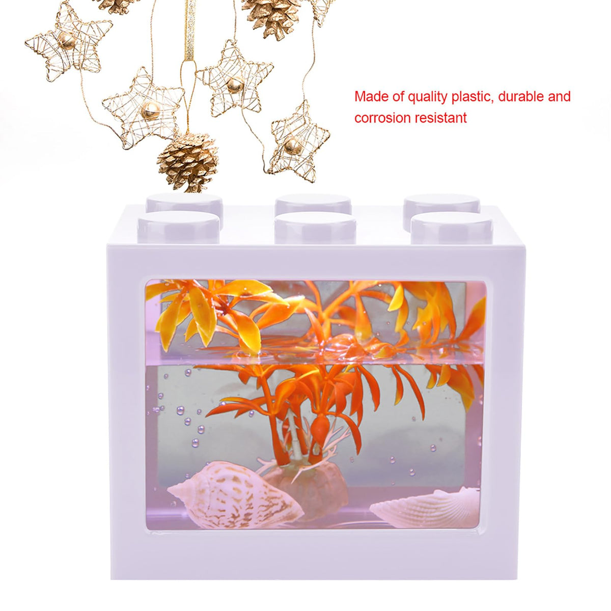 Mini Fish Tank Aquarium Bowl with USB LED Light Y7944