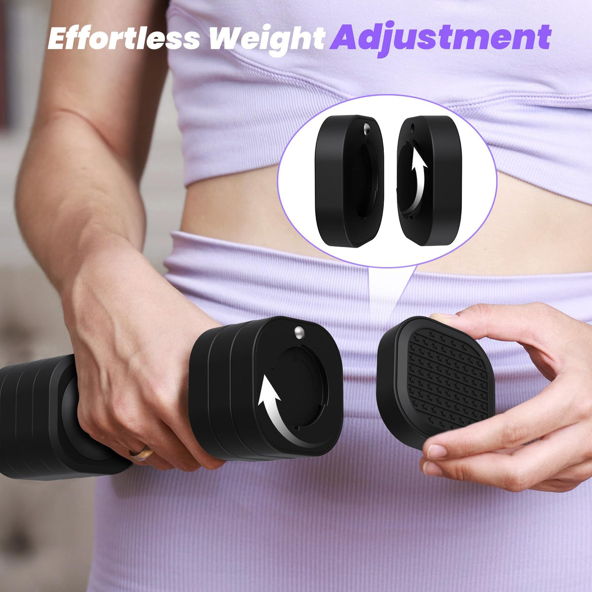 Adjustable 4 in 1 Dumbbell Set with TPU Soft Rubber Handle I435227