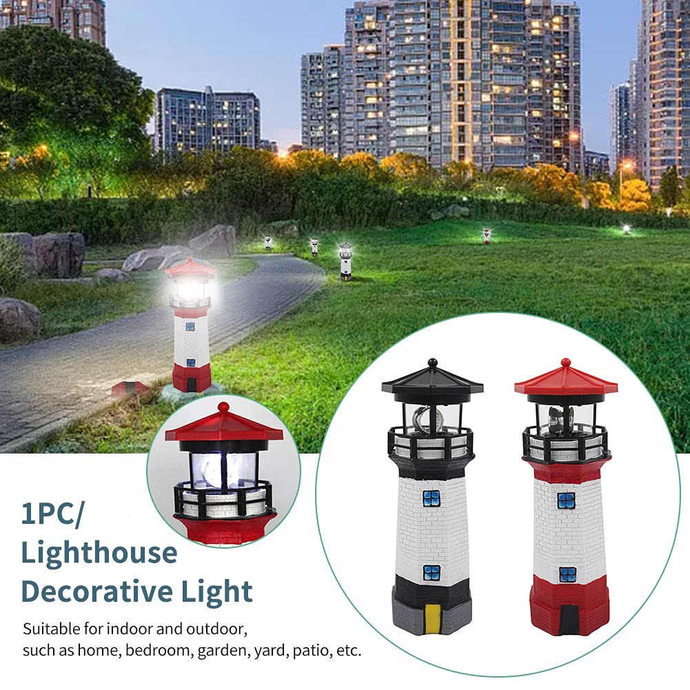 Solar Lighthouse Outdoor Decor with Rotating Beacon X983077