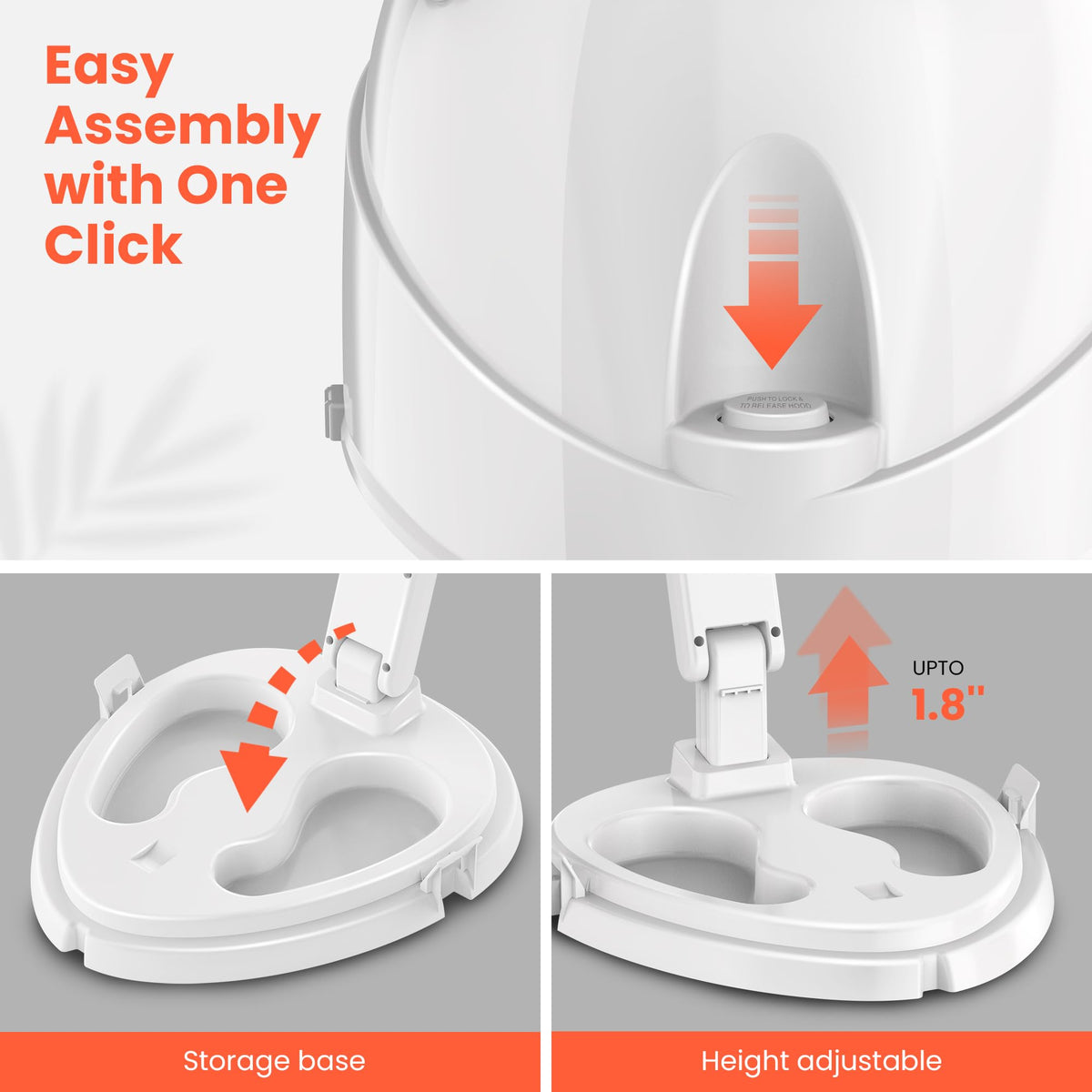 Portable Height Adjustable Hooded Hair Dryer White B3619