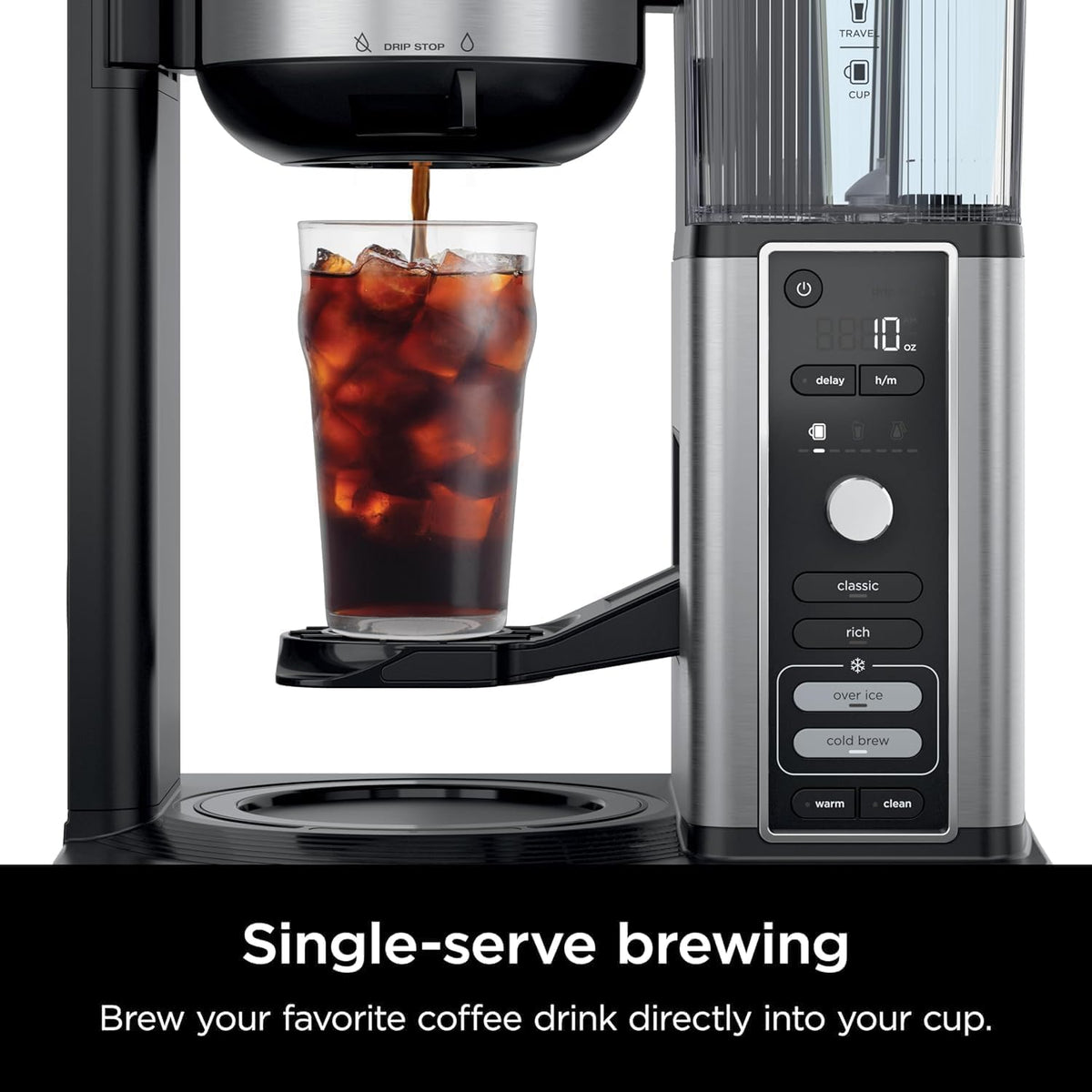 Hot & Iced XL Coffee Maker with Rapid Cold Brew, 8 Sizes, Black E23065