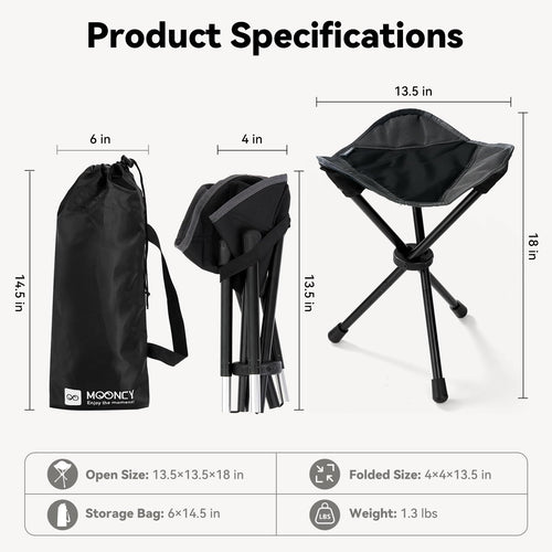 18"×14.5" Aluminum Alloy Folding Camping Stool, Black C663154