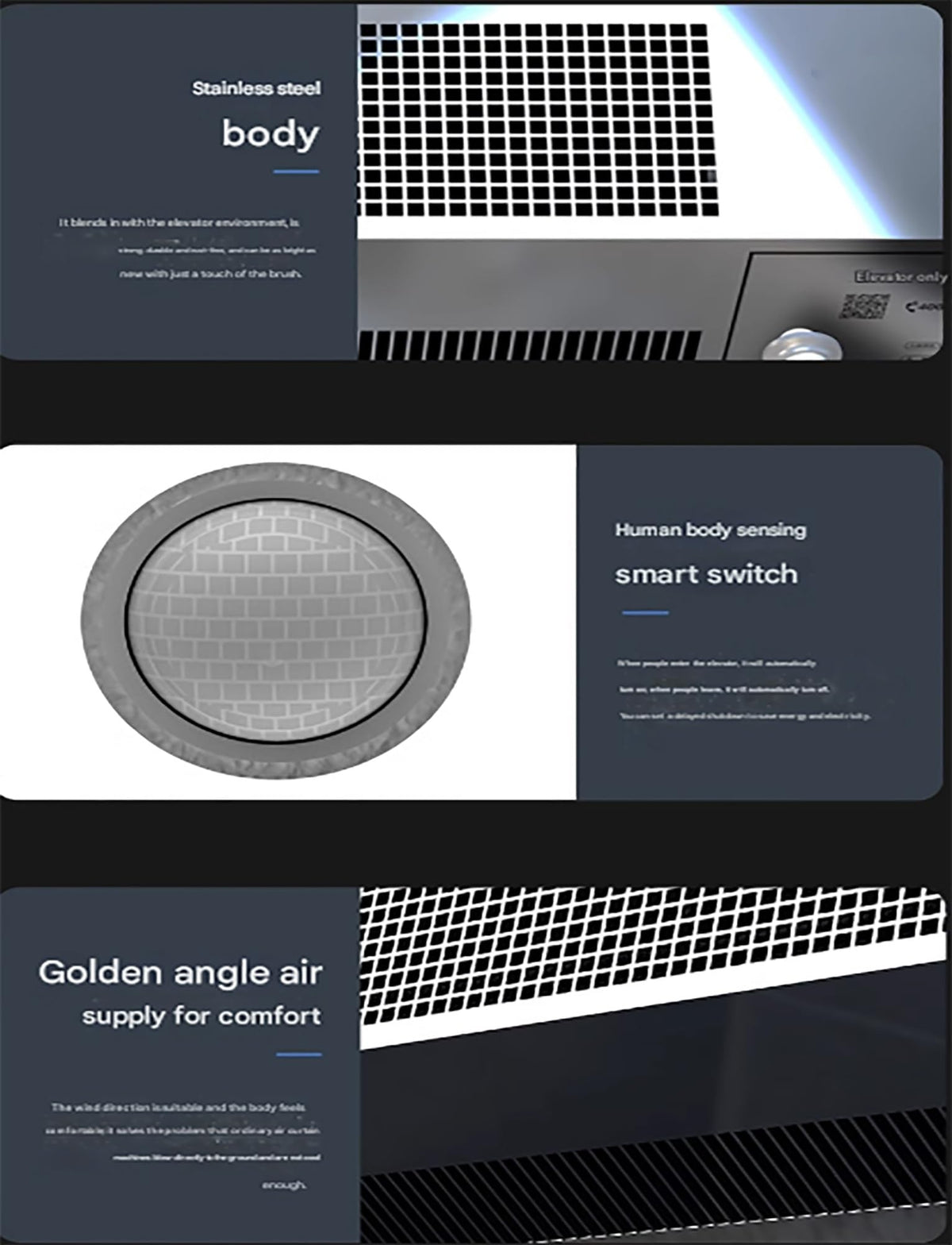 Elevator Air Curtain with Human Sensor Silver W2780