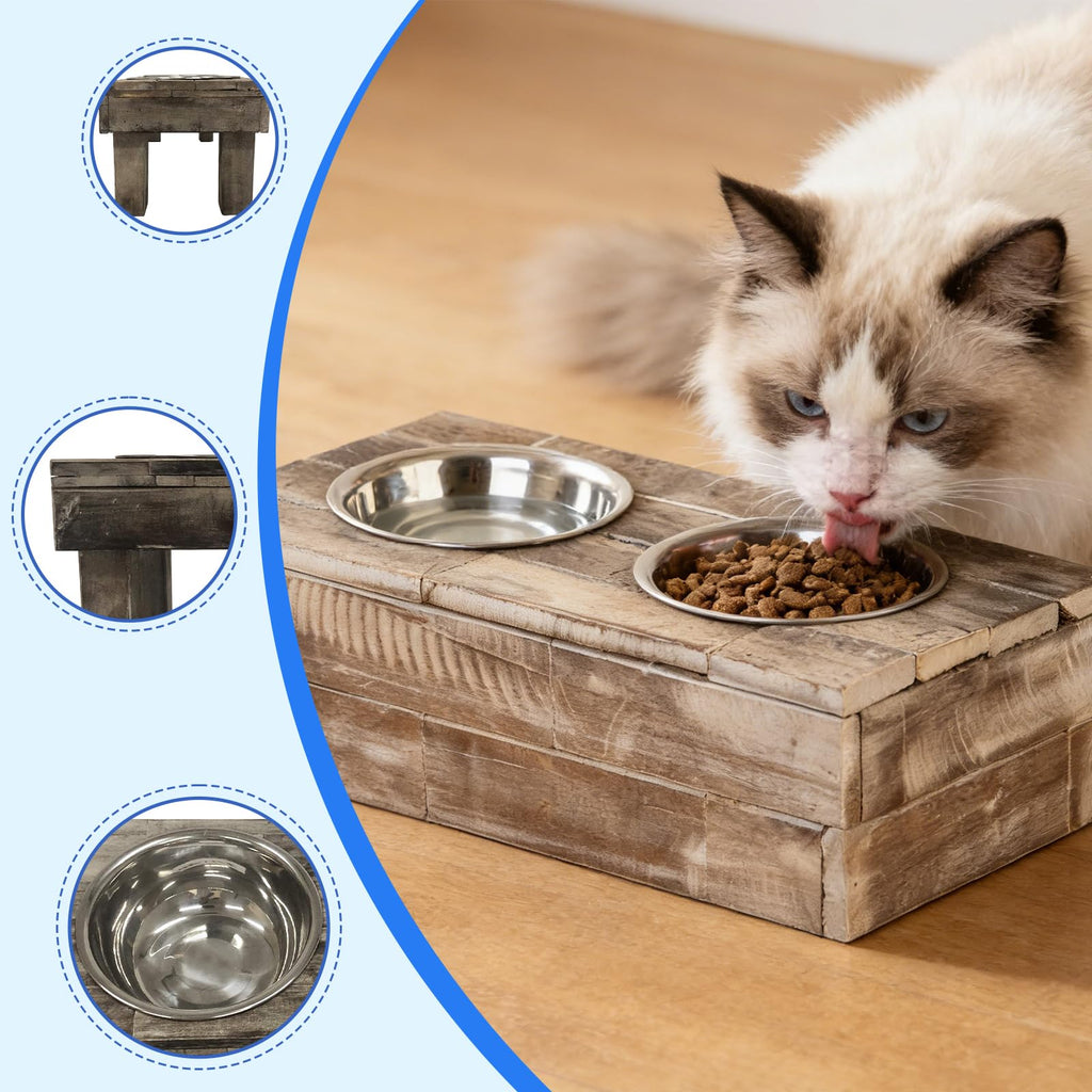 Elevated Dog & Cat Double Bowl Feeder Stainless Steel Bowls C47189