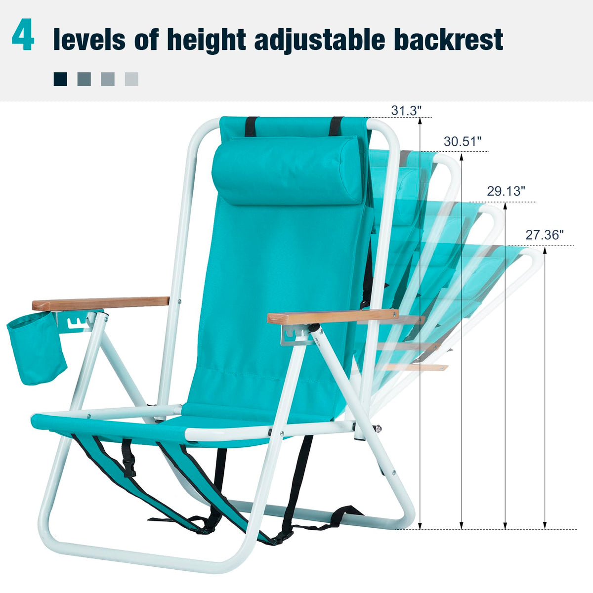 2 Pack Green Portable Folding Beach Chair with Cup Holder N552653
