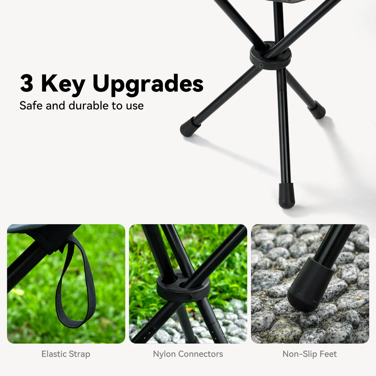 18"×14.5" Aluminum Alloy Folding Camping Stool, Black C663154
