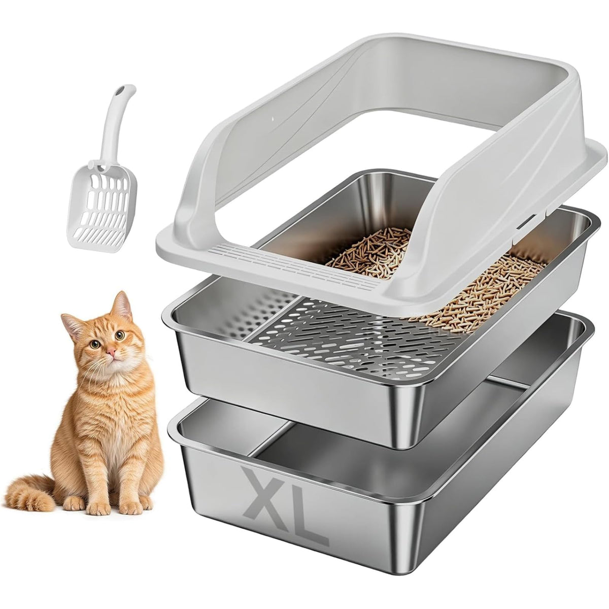 Stainless Steel Sifting Litter Box D95173