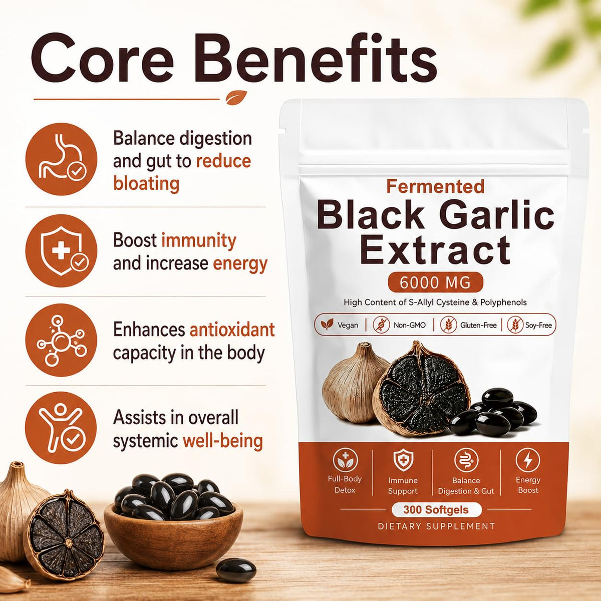 Black Garlic Extract 300 Softgels Q66148