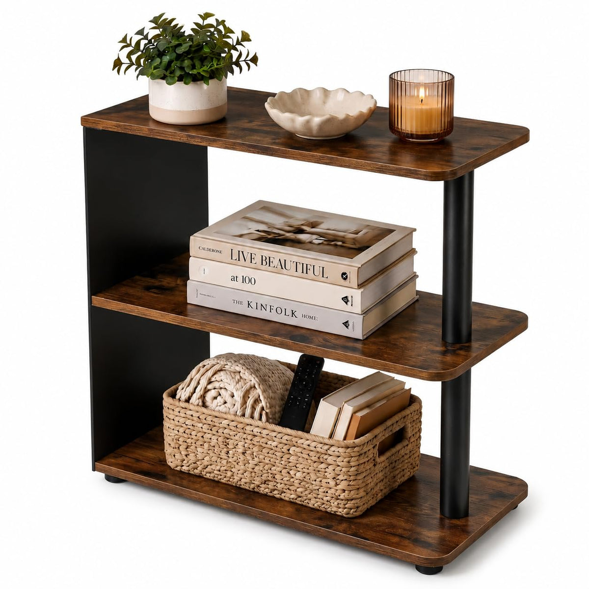 3-Tier Narrow Industrial End Table I717