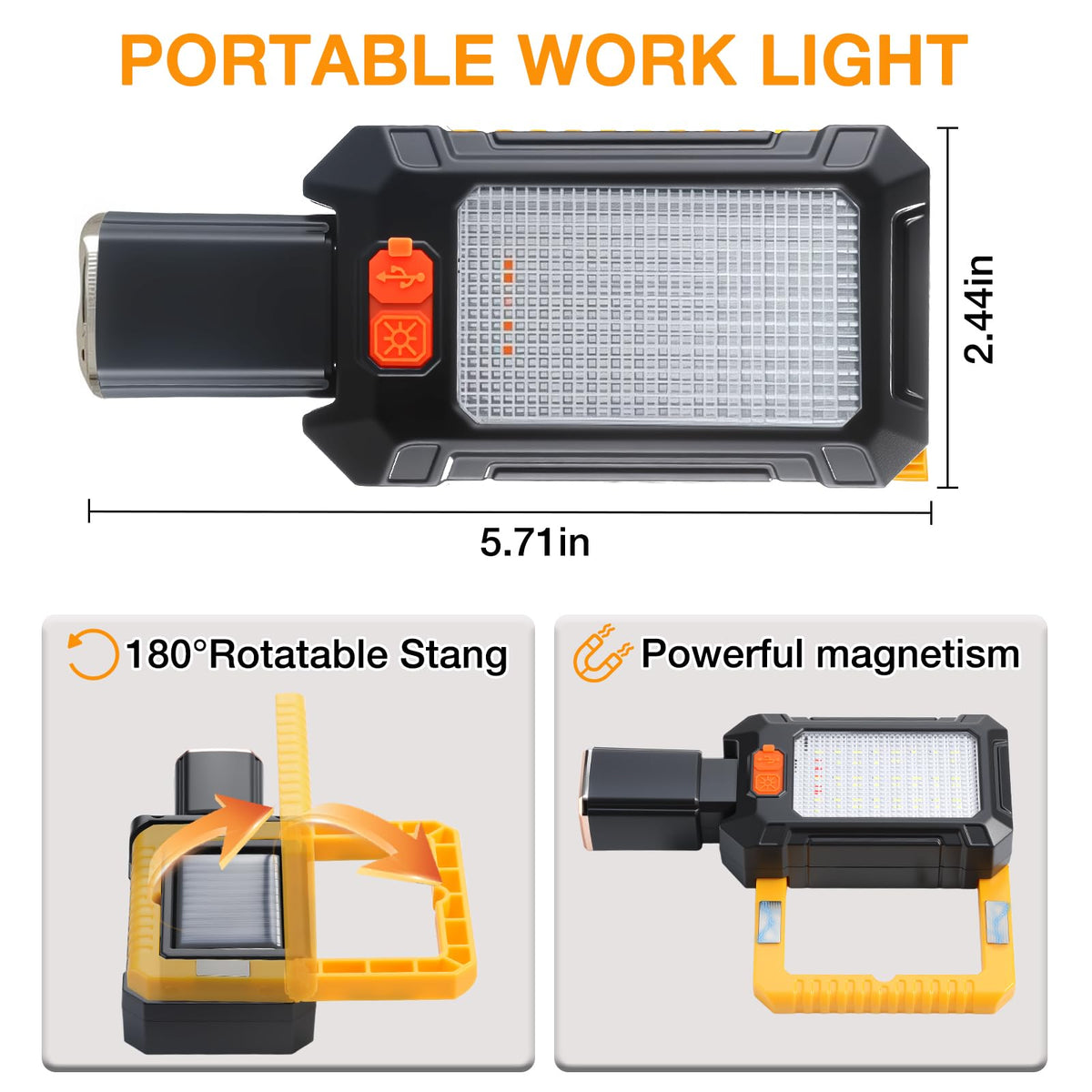 LED Rechargeable Magnetic Work Light 1000 Lumens 5 Mode 1 Pack Y718664