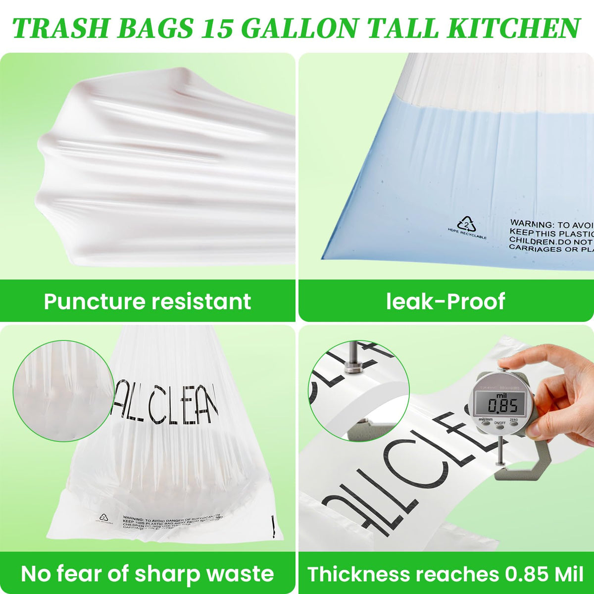 15 Gallon Drawstring Tall Kitchen Trash Bags B11648