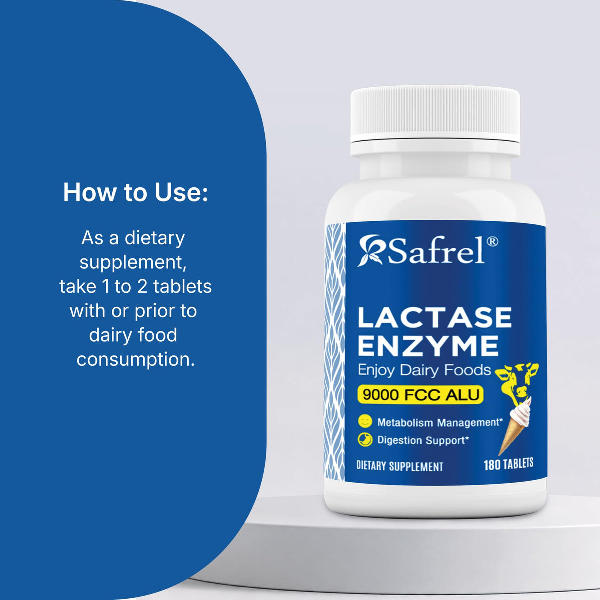 Lactase Enzyme 9000 FCC Unflavored Tablets 180 Ct B125800