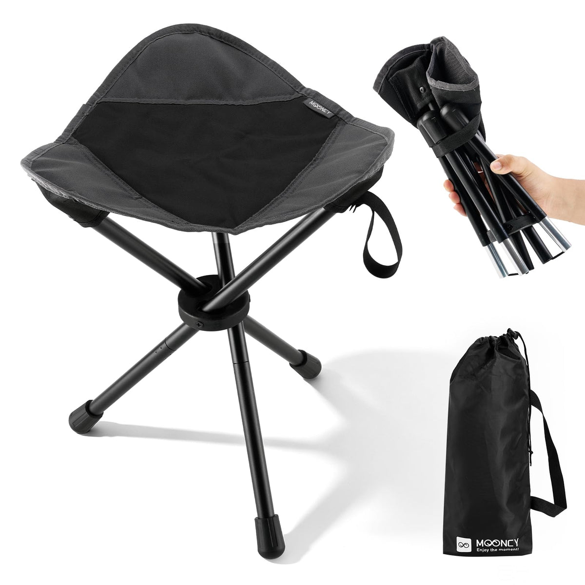 18"×14.5" Aluminum Alloy Folding Camping Stool, Black C663154