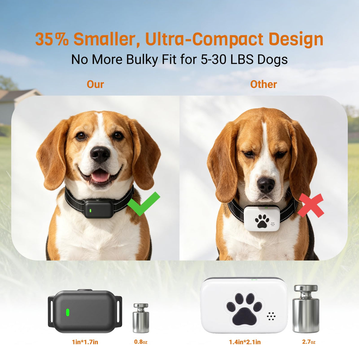 Ultra-Small IPX8 Dog Training Collar with Beep & Vibration & Shock O5812