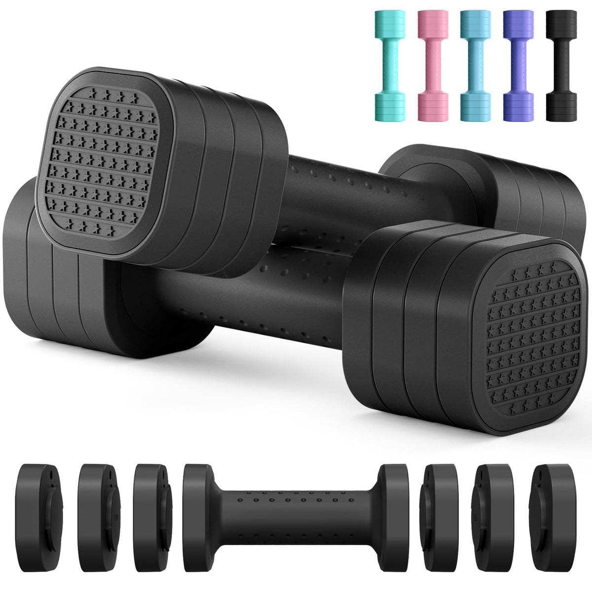 Adjustable 4 in 1 Dumbbell Set with TPU Soft Rubber Handle I435227