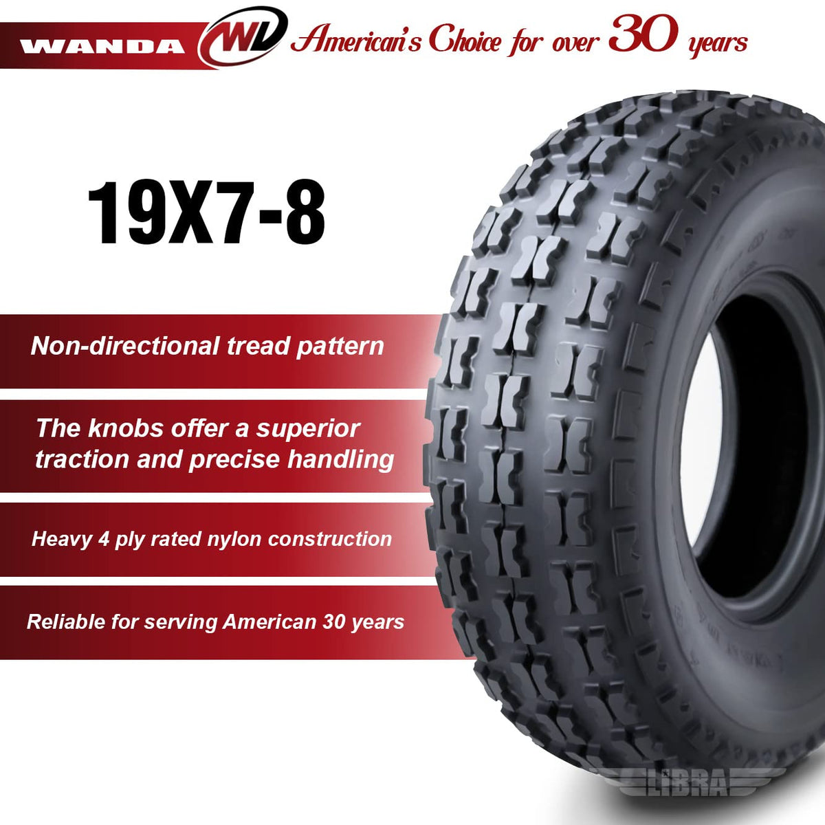 Set of 4 Sport ATV Tires 19x7-8 M229