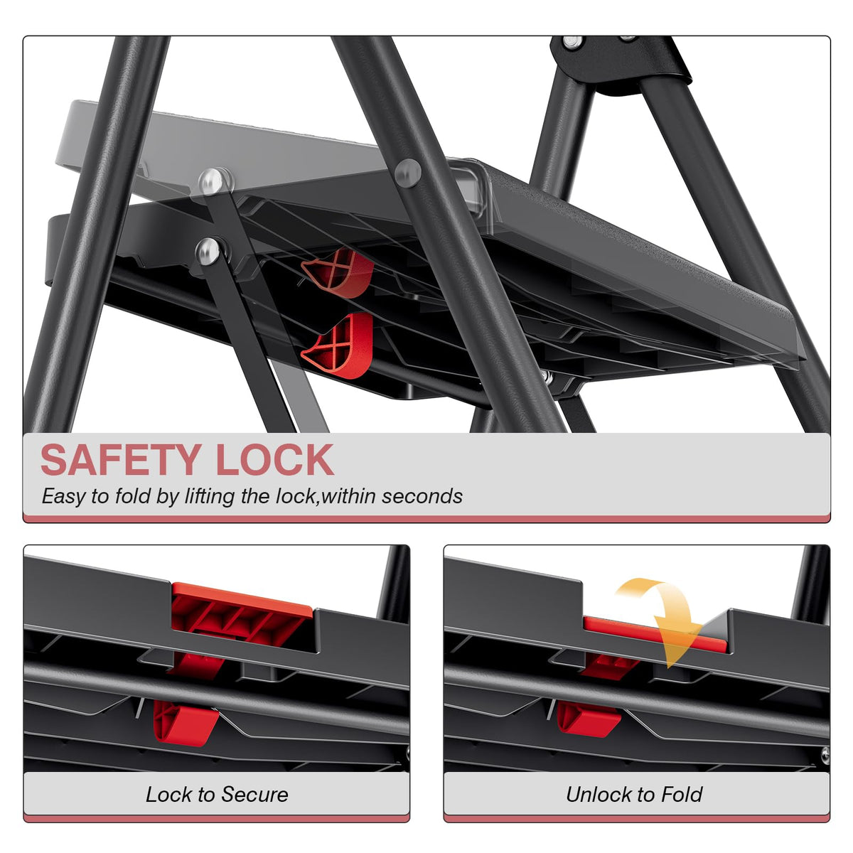 2 Step Steel Step Ladder with Handrail A931