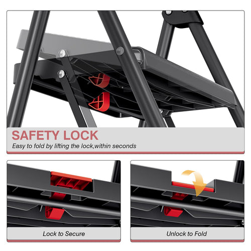 2 Step Steel Step Ladder with Handrail A931