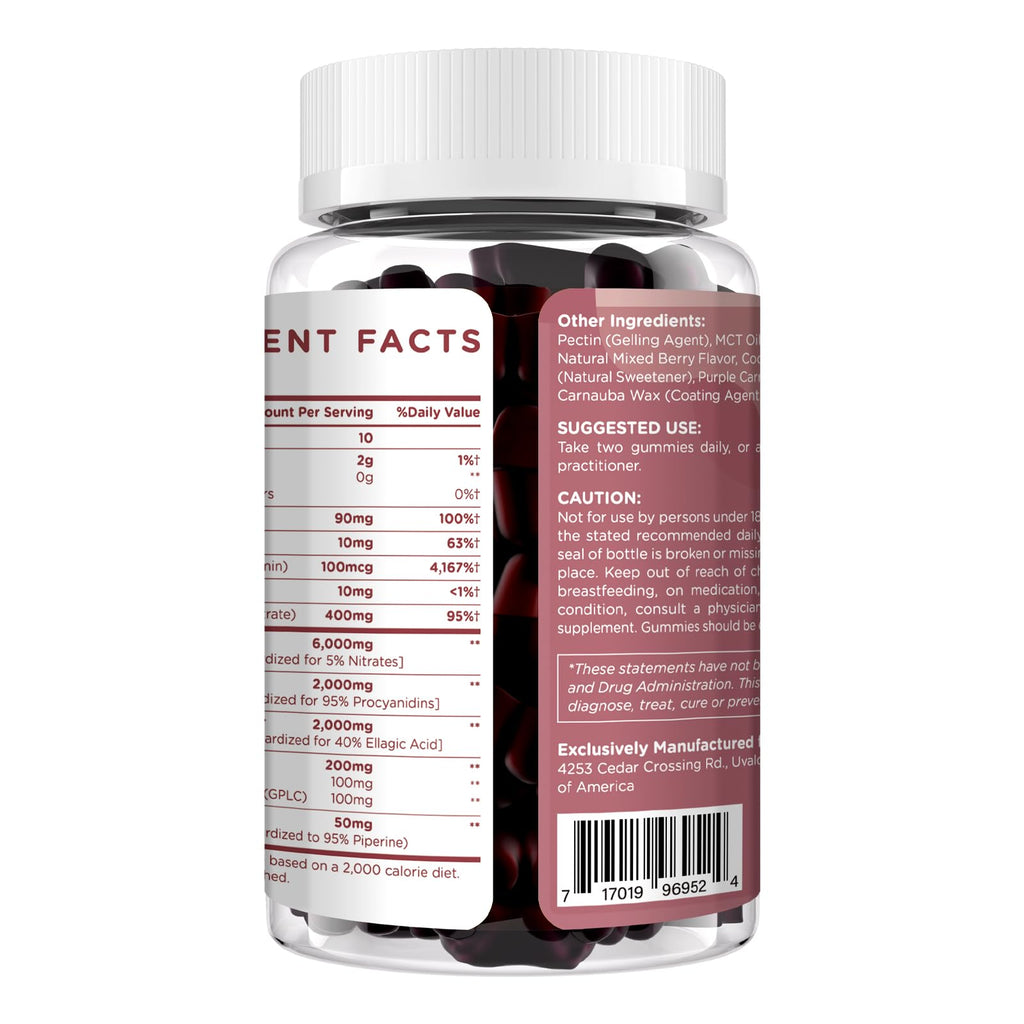 Beet Root Gummies 6000mg Mixed Berry Flavor 60 Gummies S553141