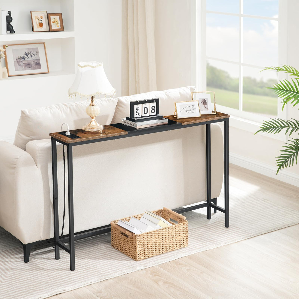 Narrow Console Table with Power Outlets D1677