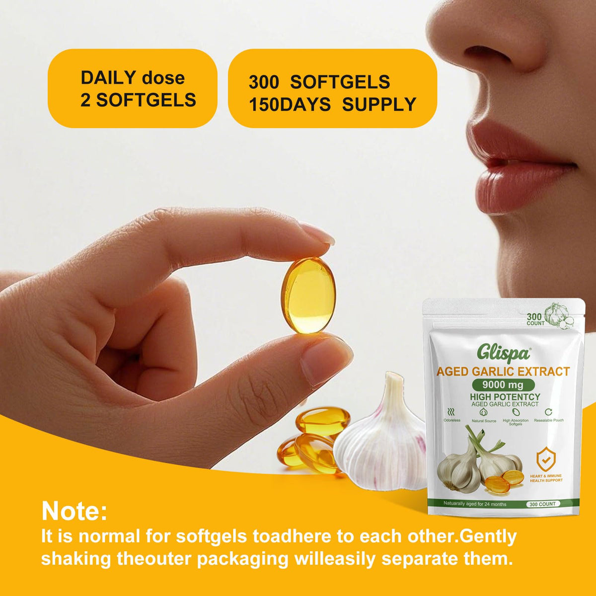 Odorless Aged Garlic Extract Softgels 500mg 300 Count F8788