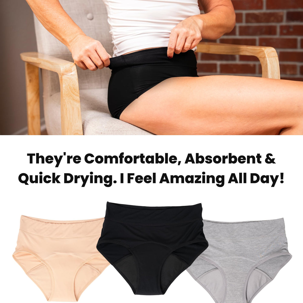 Washable Leak Proof Incontinence Underwear 3-Pack I61083