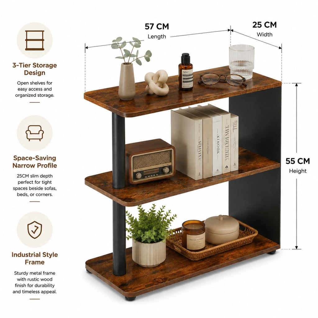 3-Tier Narrow Industrial End Table I717