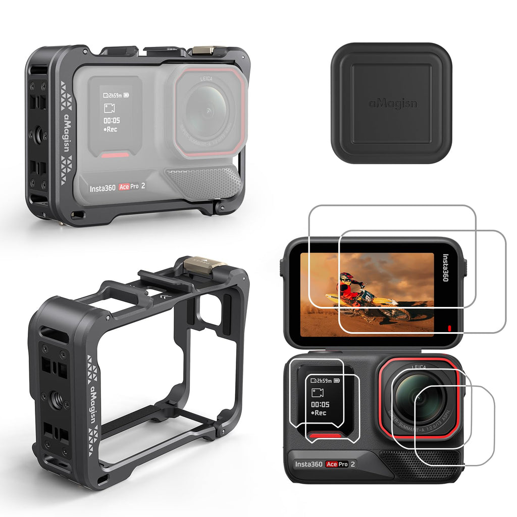 Aluminum Metal Frame Cage Case Bag with Silicone Lens Cap Screen Protector Camera Accessories Kit H477