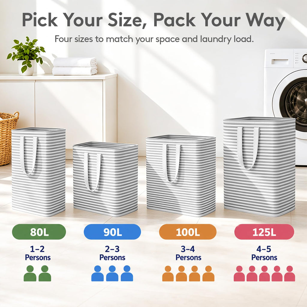 80L 2 Pack Grey Laundry Baskets S3764