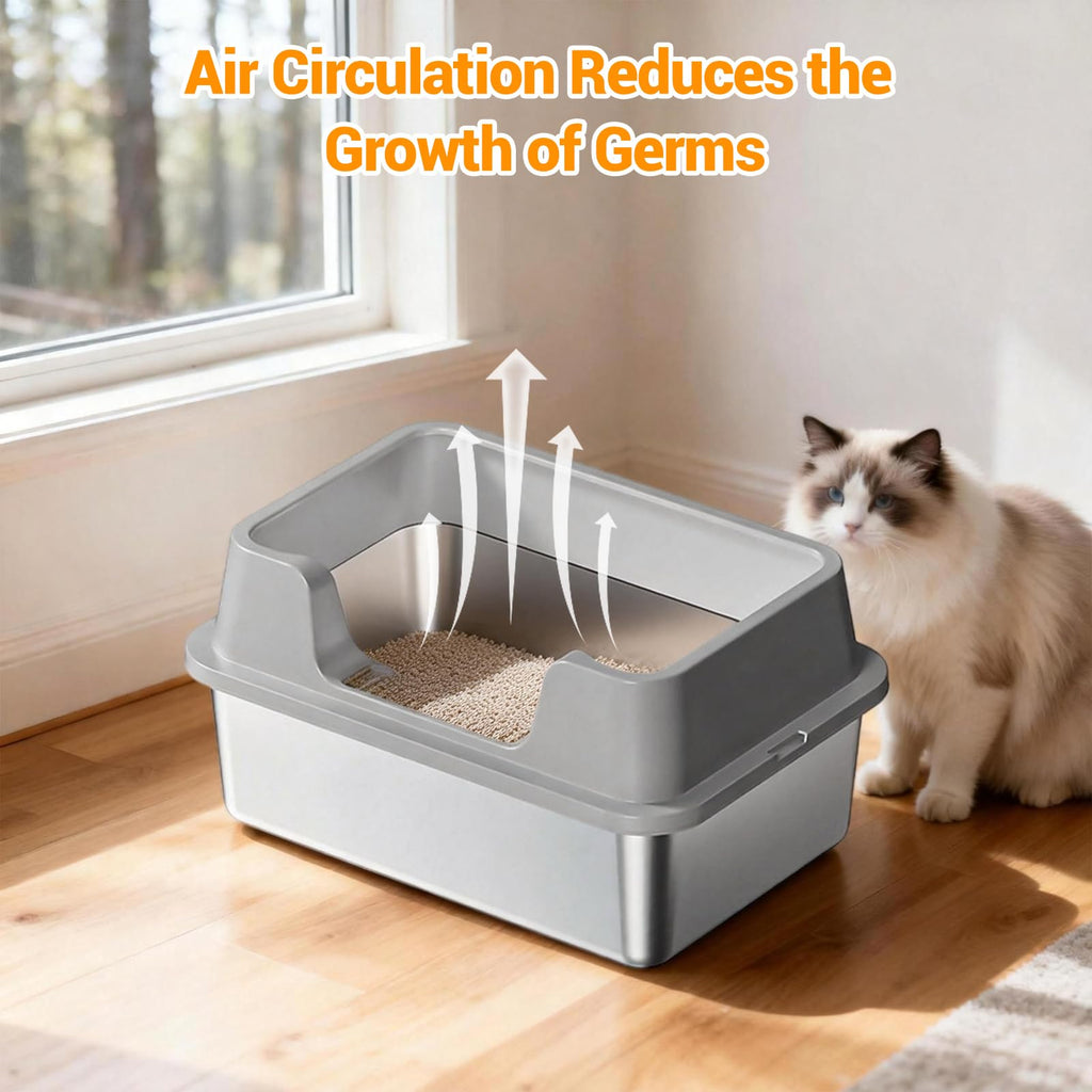 XL Stainless Steel Enclosed Cat Litter Box with Scoop N6567
