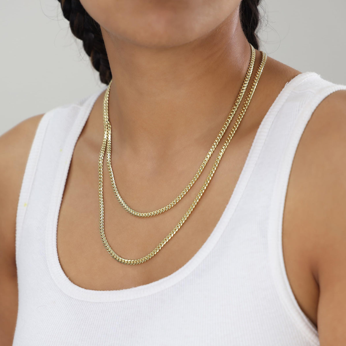 18k Yellow Gold Cuban Link Chain Necklace Y109