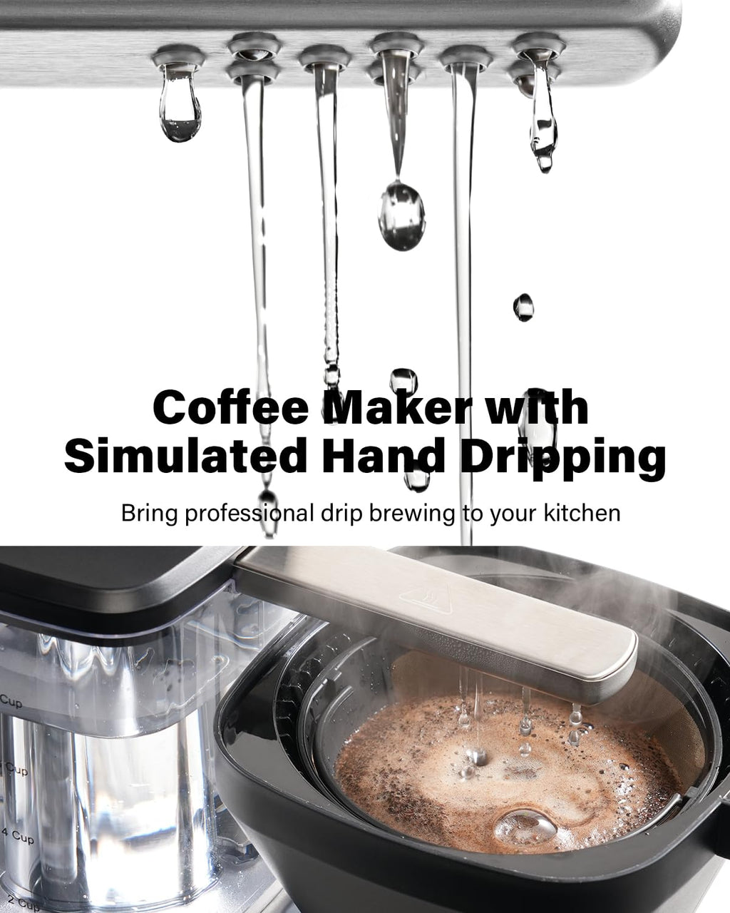 8 Cup Drip Coffee Maker with Reusable Filter and Glass Pot Y884