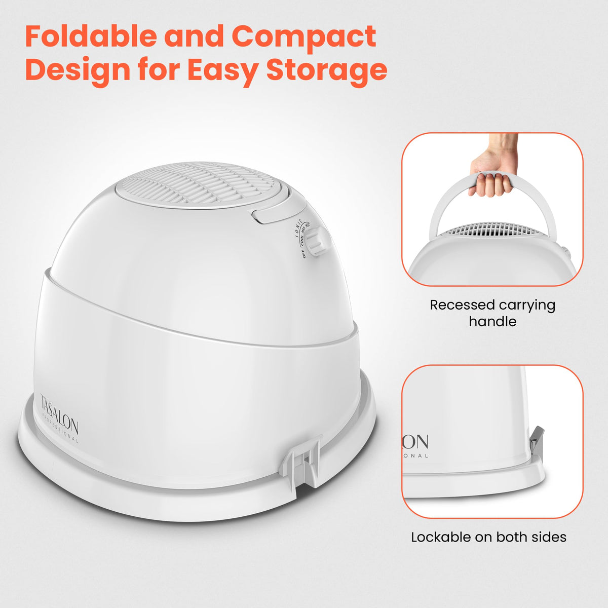 Portable Height Adjustable Hooded Hair Dryer White B3619