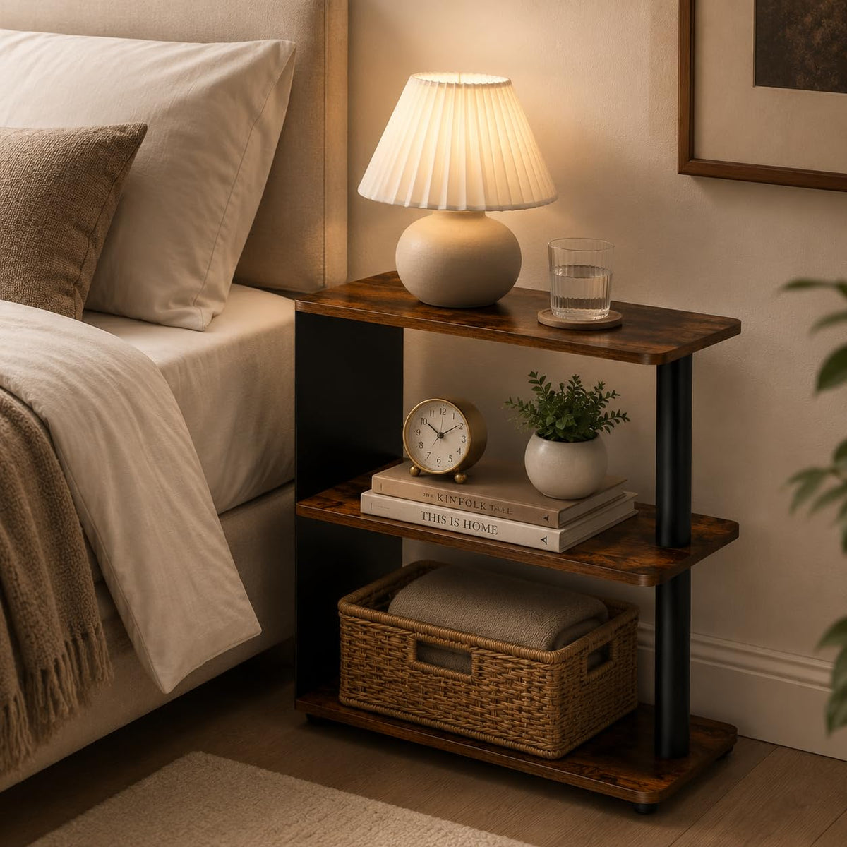 3-Tier Narrow Industrial End Table I717