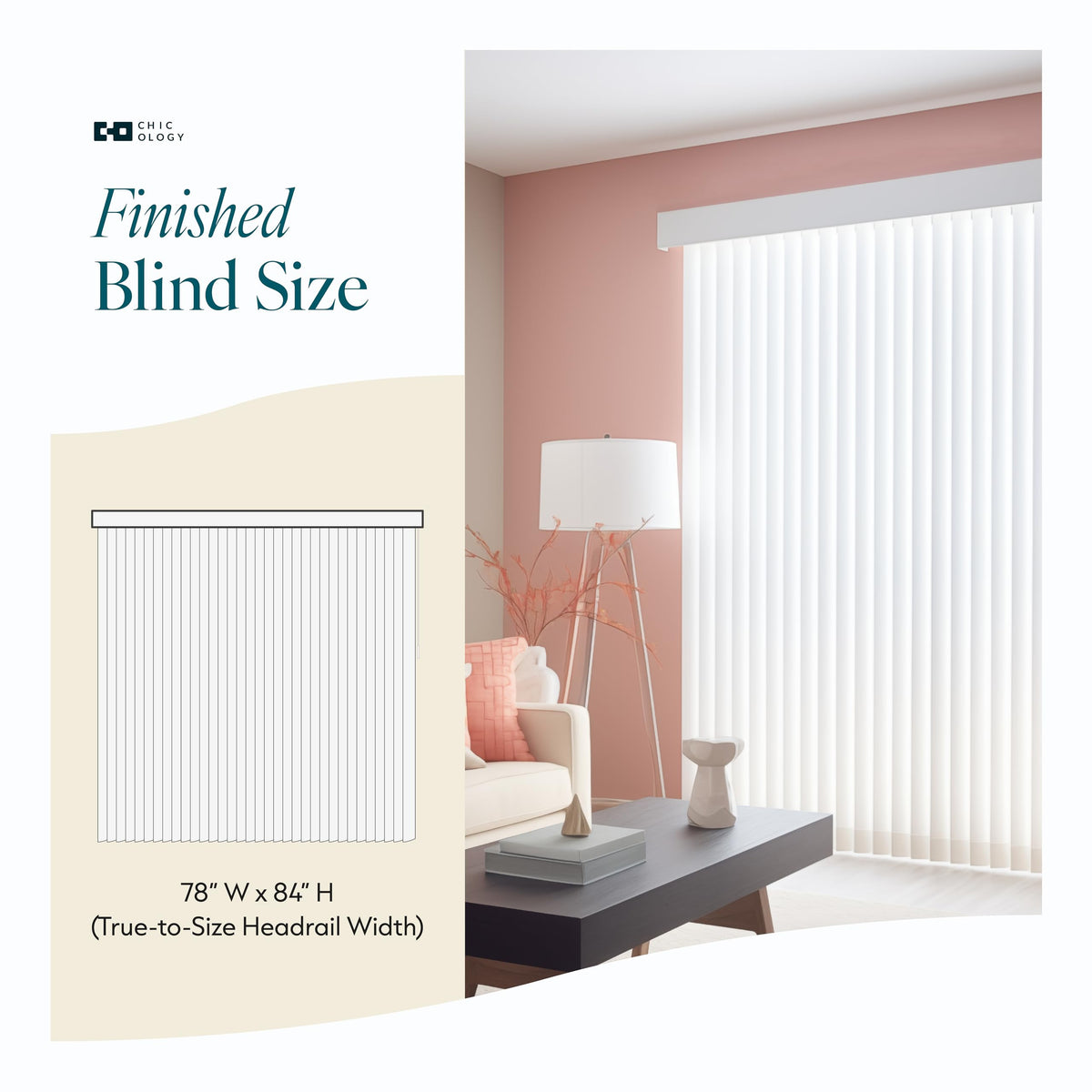 Vertical Blinds Oxford White Vinyl 78" W x 84" H K32436