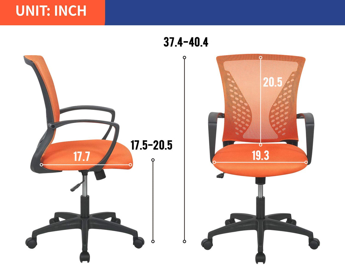 Ergonomic Mesh Mid Back Office Chair with Wheels and Lumbar Support I7294