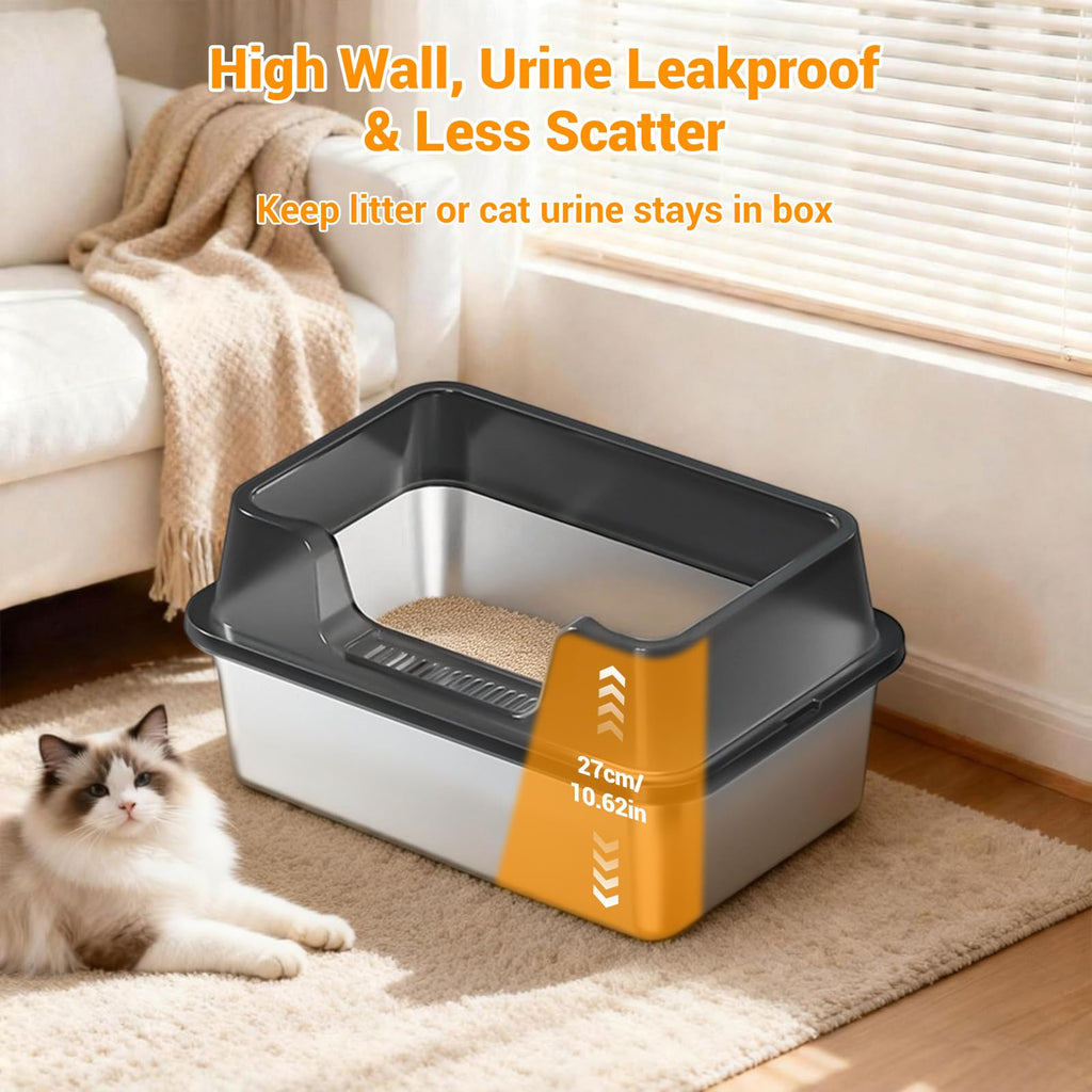 XL Stainless Steel Enclosed Cat Litter Box with Scoop N6567