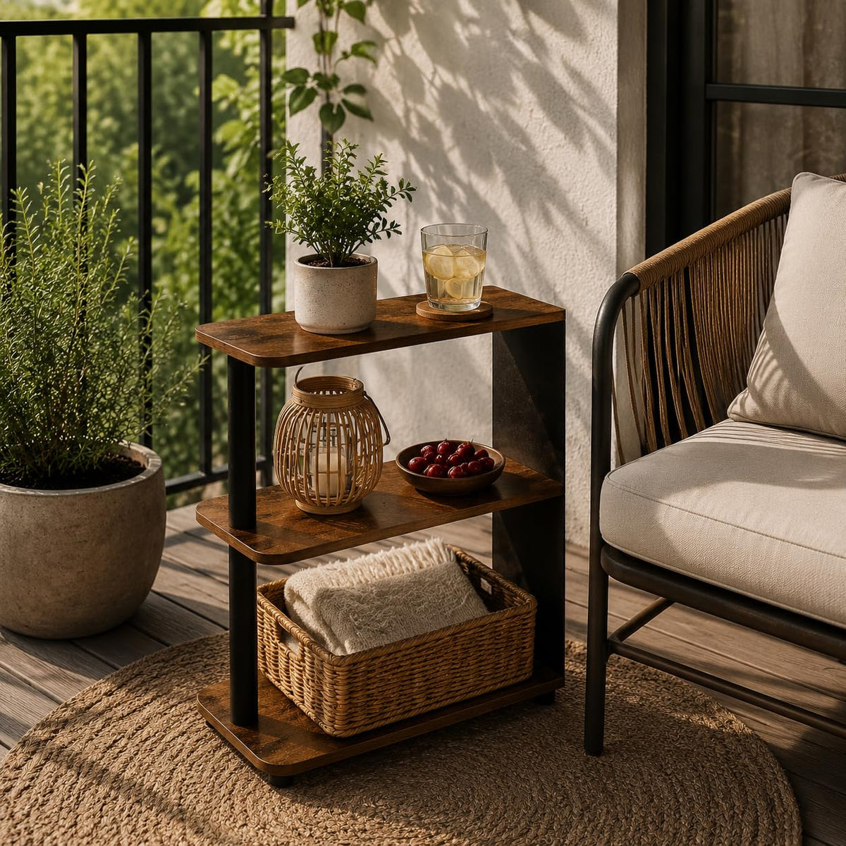 3-Tier Narrow Industrial End Table I717