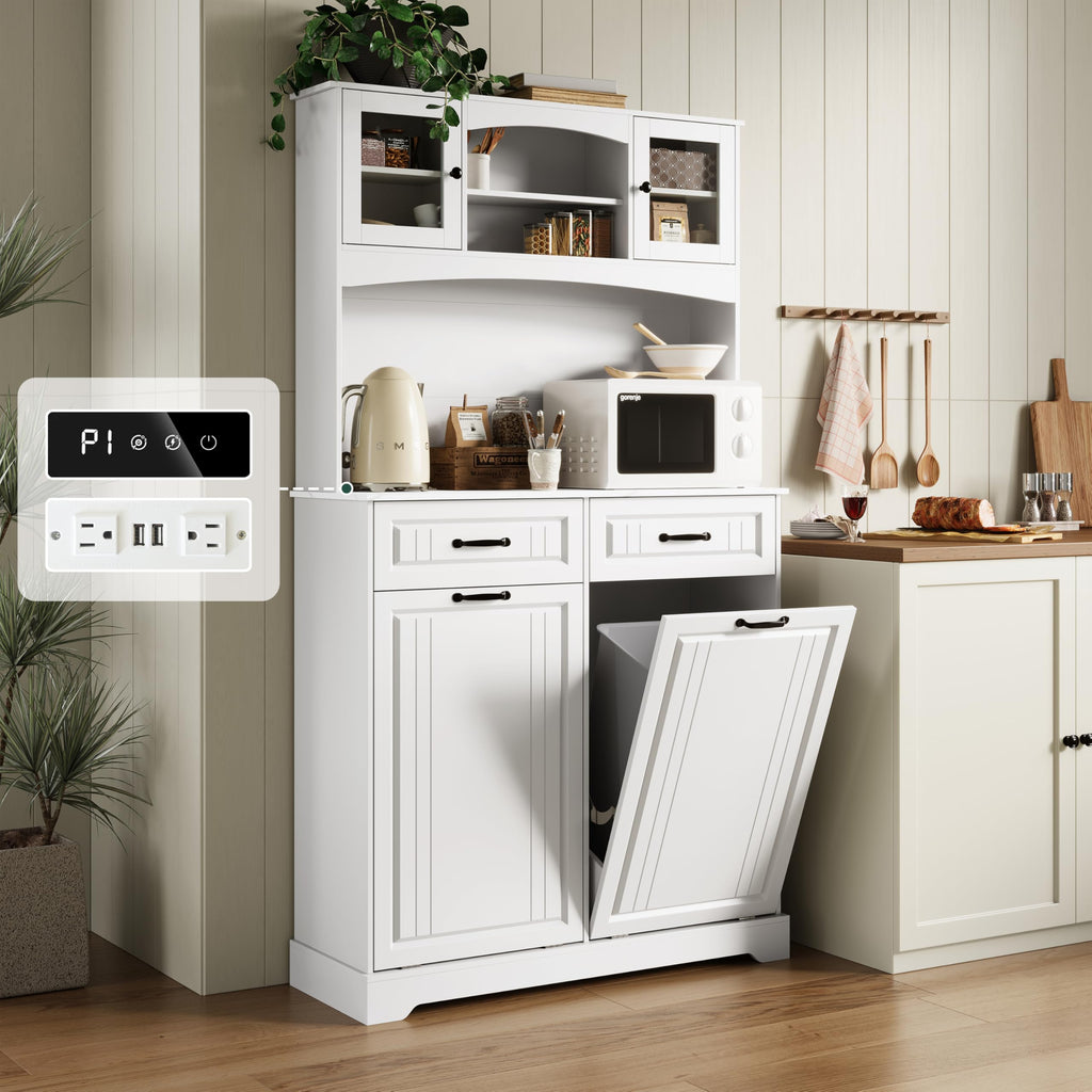 Tilt Out Trash Can Cabinet with Power Outlet B642236