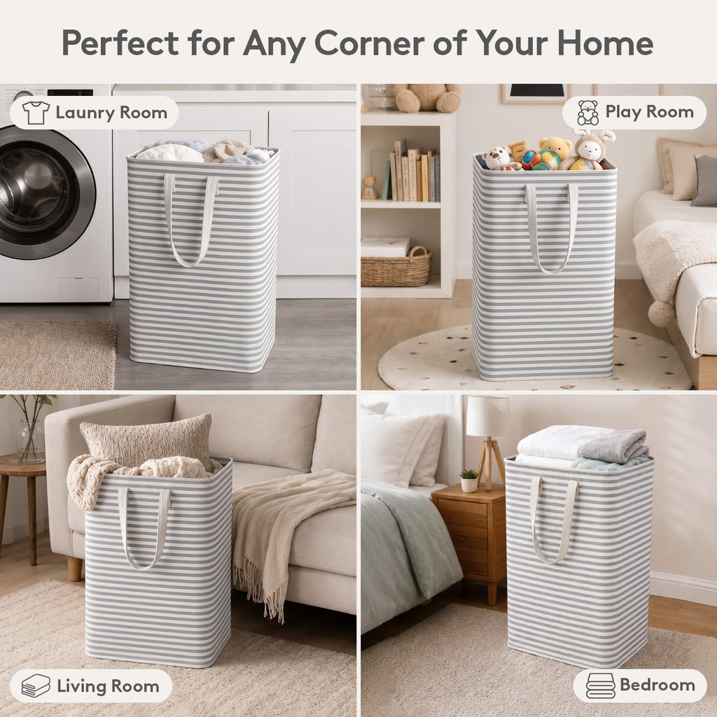 80L 2 Pack Grey Laundry Baskets S3764