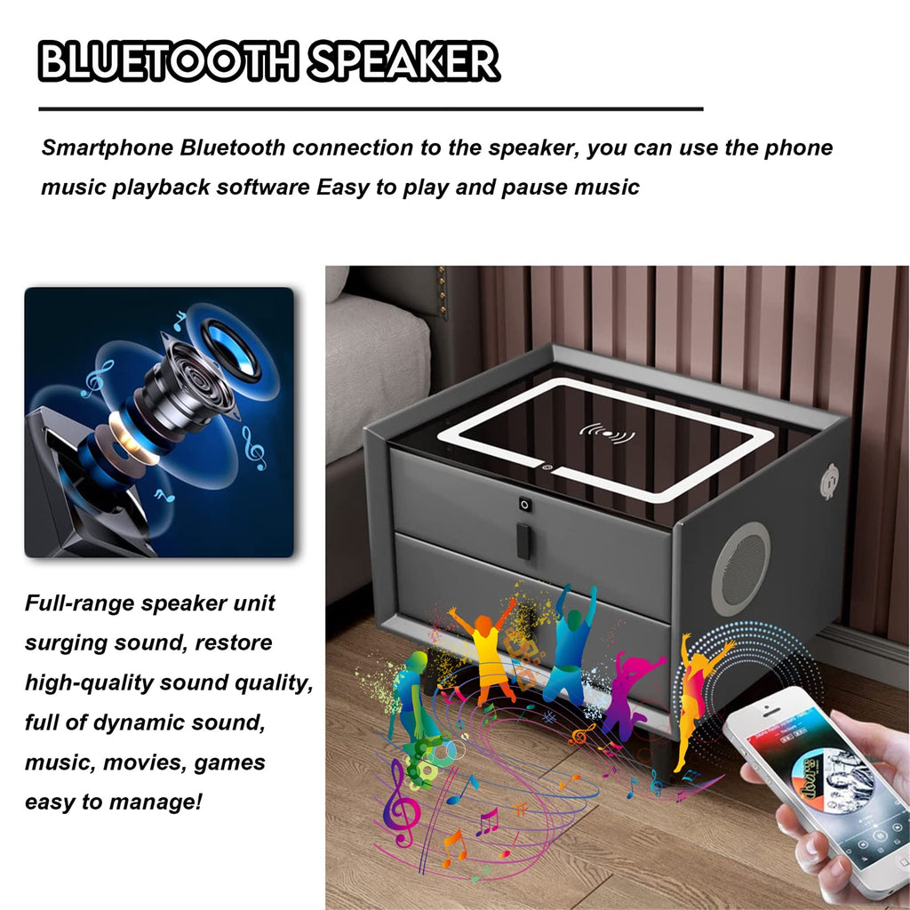 White 3 Drawer Bed End Table with Wireless Charging G1594
